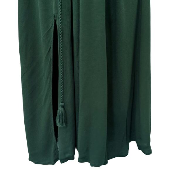Baltic Born Jennifer Hunter Green Flutter Tassel Tie Double Slit Midi Dress sz S - Picture 5 of 13